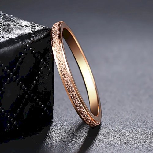 Double Fair Frosted 2 mm Wide Titanium Steel Rings Rose Gold White Gold