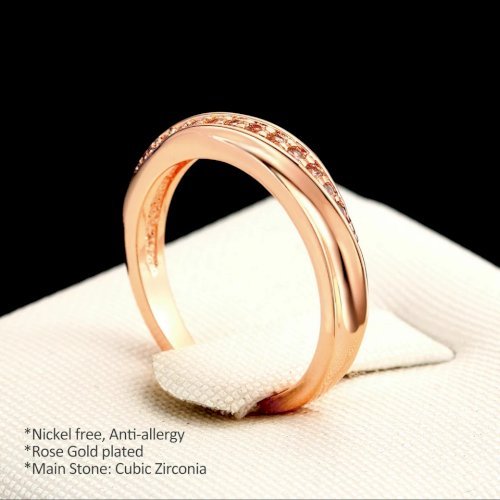 Double Fair Classic Unique Wedding Engagement Rings For Women Rose Gold WHite Cubic Zirconia