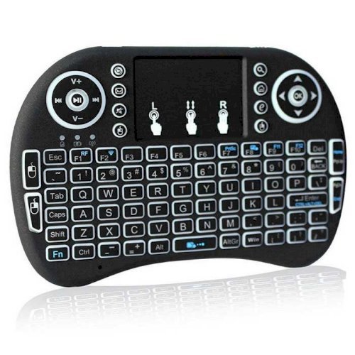 Mini Keyboard With Touchpad Mouse & Backlit Wireless Air Mouse - Black Multimedia Keys