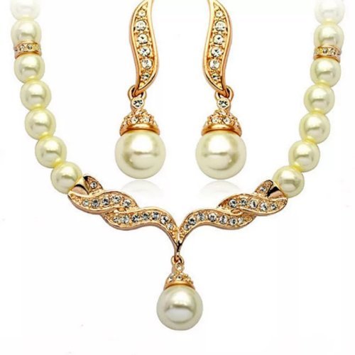 Creative Necklace & Earrings Wedding Bridal Pearl Jewelry Set