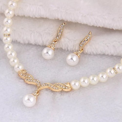 Creative Necklace & Earrings Wedding Bridal Pearl Jewelry Set