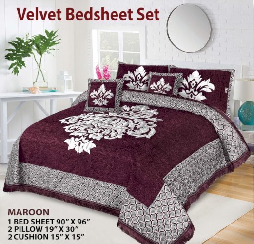 5PC Set Velvet Jacquard BedSheet