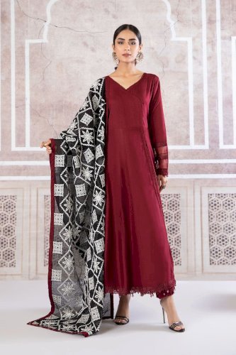3pc Unstitched dress with chiffon phulakri dupatta 