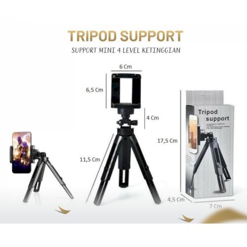 Mini Tripod Support Stand 360 Degree Rotation for DSLR and Smartphones - Foldable Shockproof Lightweight Bracket for Mobile Phones/DSLRs. (Tripod Support 7 + 3 inches with Holder)