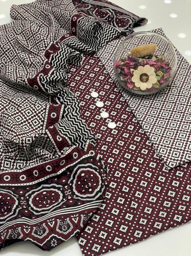 Ajrak Cotton 3pc dress