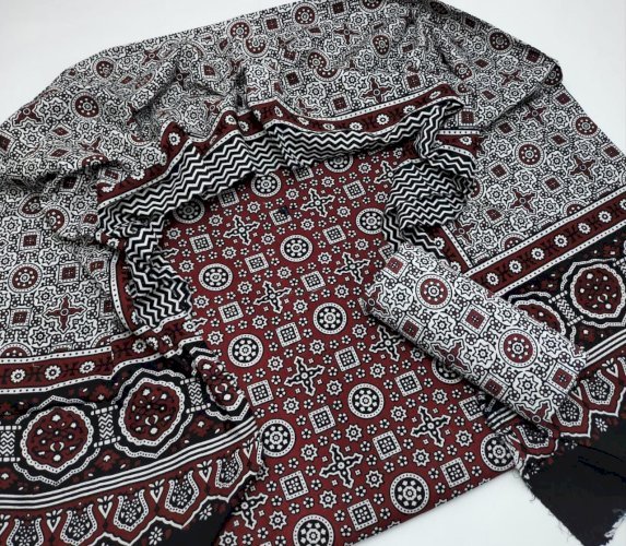 Ajrak Cotton 3pc dress