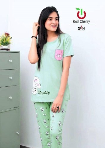 2 Pcs Women Printed Night Suit