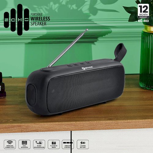 Space Echo Portable Wireless Speaker EC803, Bluetooth, USB Flash, Micro SD Card and Aux Function