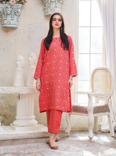 Peach Rose-2PC Embroidered Khaddar