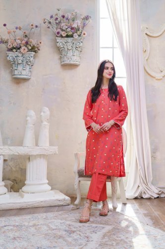 Peach Rose-2PC Embroidered Khaddar