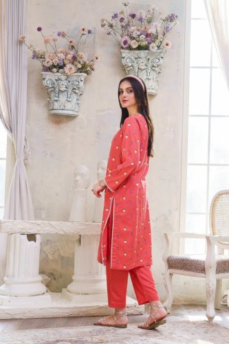 Peach Rose-2PC Embroidered Khaddar