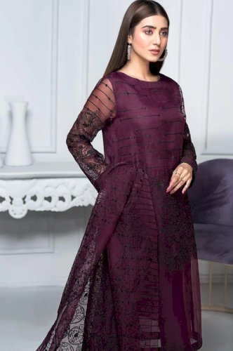 FL-0011 - Boysenberry - Embroidered Organza Dress