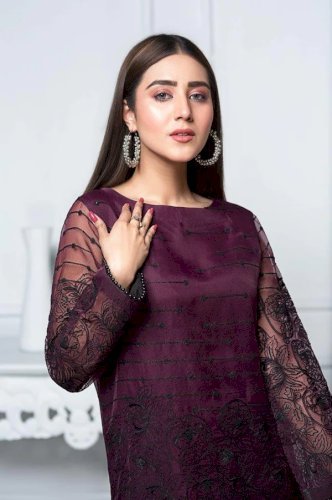 FL-0011 - Boysenberry - Embroidered Organza Dress XL