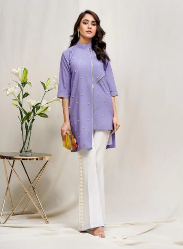 Lavender(ROCOB-05)-Bemberg Grip Shirt with Raw Silk Trouser