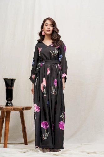 Stylish Long Frock for Women  Rozman Black  (ROCOB-11)