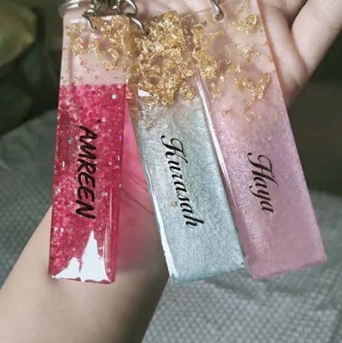 Custom Handmade Resin Accessories, primarily keychains and bookmarks