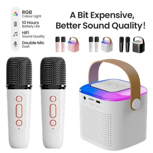 K12 Kids Wireless Microphone – Bluetooth Singing Mic with LED Lights & Speaker