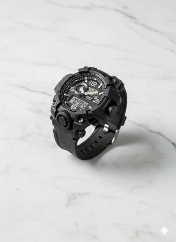 XIARMA HR9200 Men's Multifunctional Outdoor Sports Watch - Digital Analog Dual Display, Water Resistant, Shockproof Durable Tactical Military Style Chronograph Watch for Men - Black, Dual Time, Alarm, Date