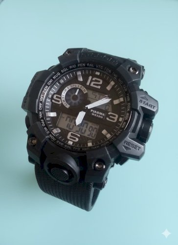 XIARMA HR9200 Men's Multifunctional Outdoor Sports Watch - Digital Analog Dual Display, Water Resistant, Shockproof Durable Tactical Military Style Chronograph Watch for Men - Black, Dual Time, Alarm, Date