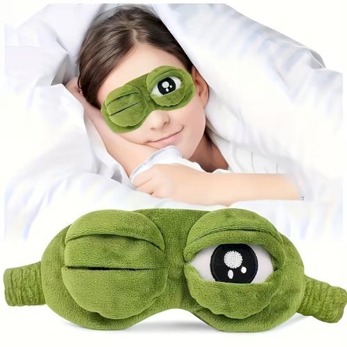 1pc Cuddlebuddy Frog Plush Sleep Mask – Soft & Comfortable Eye Cover for Naps, Restful Sleep, and Power Outages, Suitable for Normal Skin, Lanolin-Free Material