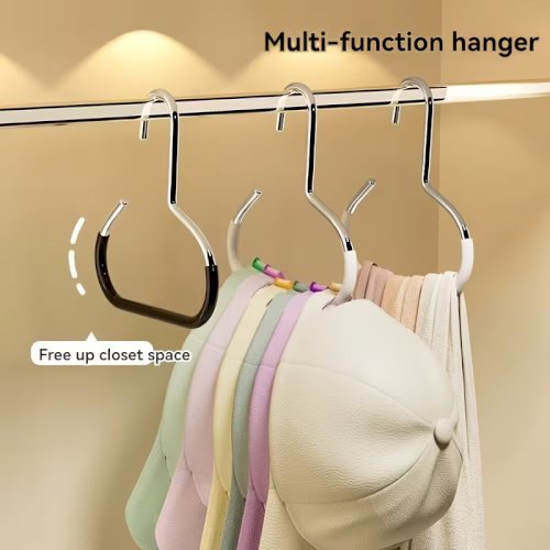 Multi-Pack Storage Hooks (1/2/4/5 pcs) – Non-Slip Stainless Steel Hanging Rack, Each Holds Up to 8 Hats, Ideal for Wardrobes, Belts, Ties, Scarves, Underwear, and Dorm Rooms