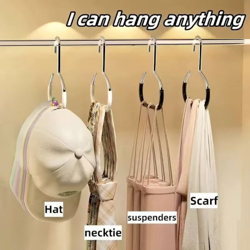 Multi-Pack Storage Hooks (1/2/4/5 pcs) – Non-Slip Stainless Steel Hanging Rack, Each Holds Up to 8 Hats, Ideal for Wardrobes, Belts, Ties, Scarves, Underwear, and Dorm Rooms
