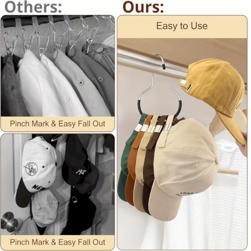 Multi-Pack Storage Hooks (1/2/4/5 pcs) – Non-Slip Stainless Steel Hanging Rack, Each Holds Up to 8 Hats, Ideal for Wardrobes, Belts, Ties, Scarves, Underwear, and Dorm Rooms