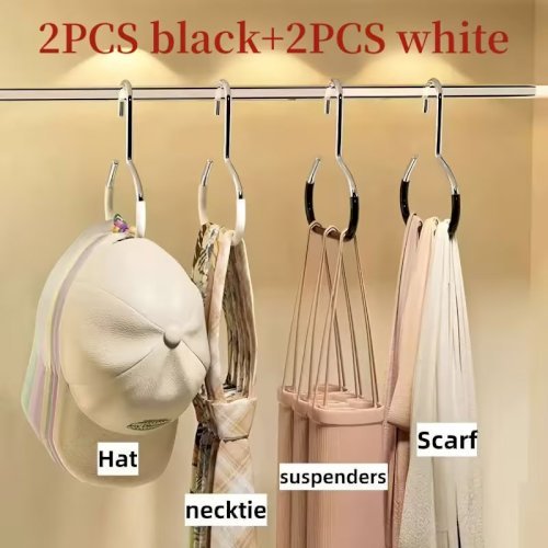 Multi-Pack Storage Hooks (1/2/4/5 pcs) – Non-Slip Stainless Steel Hanging Rack, Each Holds Up to 8 Hats, Ideal for Wardrobes, Belts, Ties, Scarves, Underwear, and Dorm Rooms